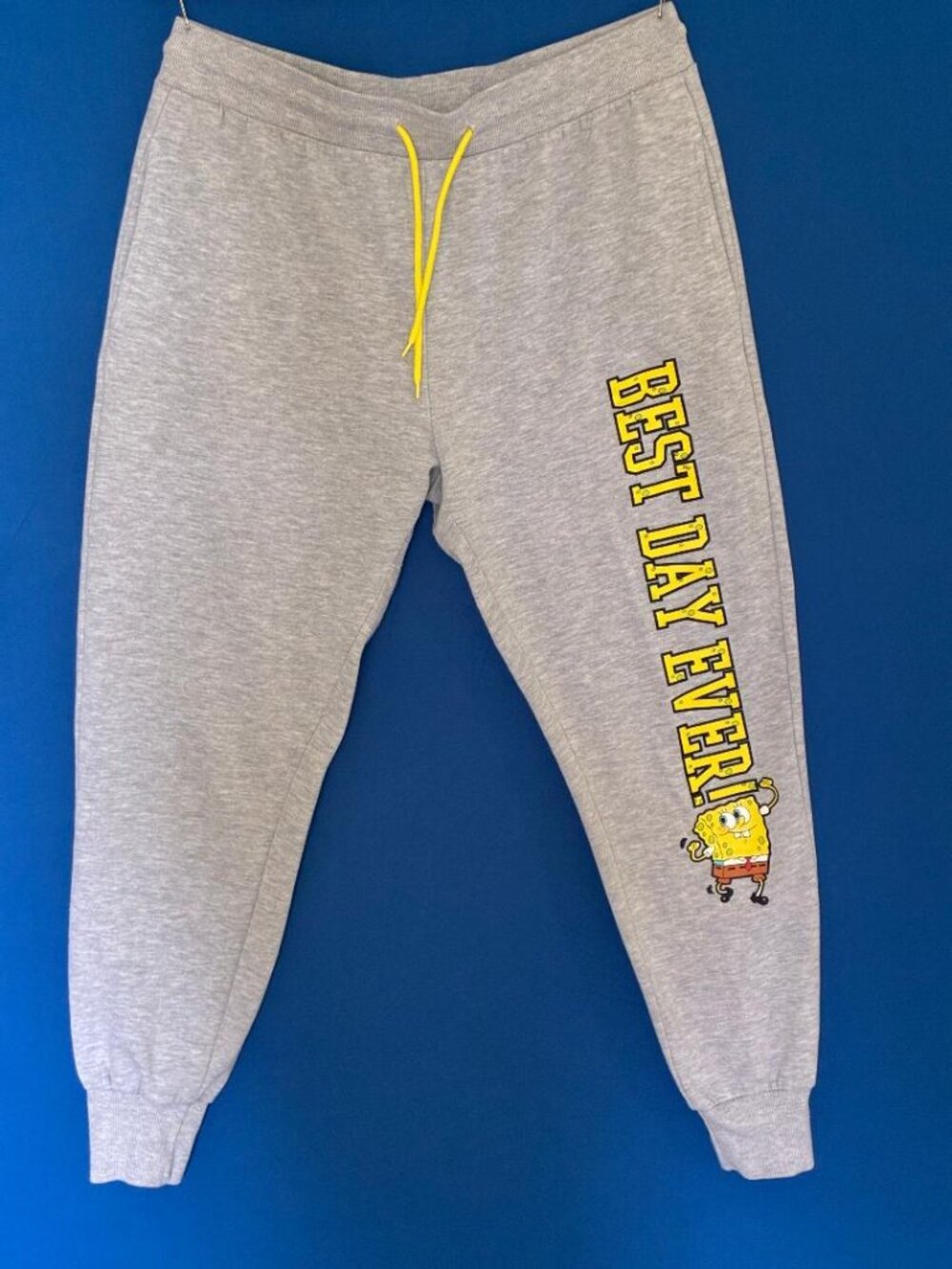 SpongeBob SQUAREPANTS Sweatpants Size Large Nickelodeon Joggers BEST DAY EVER!!